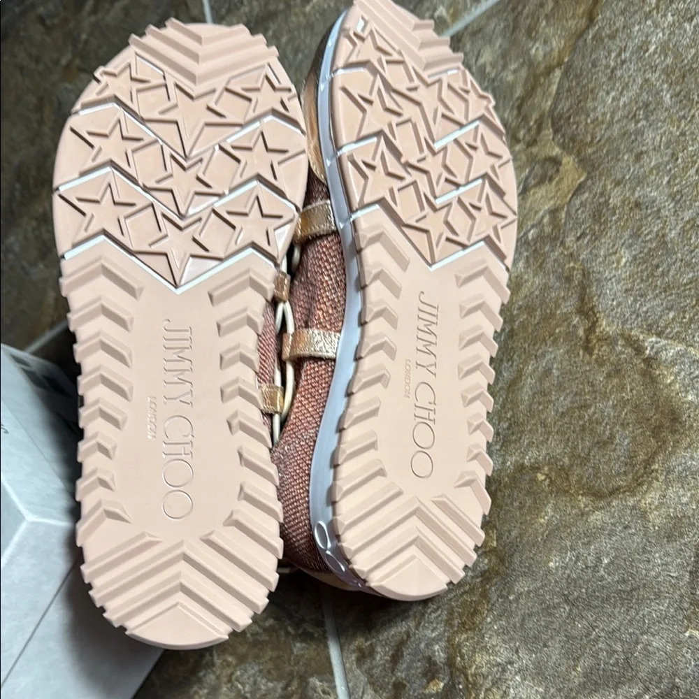 Jimmy Choo Andrea Gold Slip On Sneakers Luxurious Design NIB - Picture 4 of 7